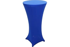 Mendler Set Stehtisch + Stehtischhusse HWC-J30, Bistrotisch Tischhusse, klappbar höhenverstellbar Ø 60cm - Husse blau