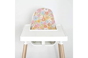 NIBBLE AND REST Nibble & Rest IKEA Highchair Cushion Cover for Inflatable Cushion, Compatible for IKEA Antilop Highchair Accessories, Stain-Proof&Wipeable Cushion Cover(Cushion NOT Included)(Funflorals)