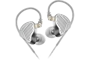 Linsoul KZ PR1 13.2mm Planar Diaphragm Driver HiFi in-Ear Monitors IEM with Detachable 2pin OFC Silver-Plated Cable Microphone for Audiophile Studio Musician (Silver, Without Mic)