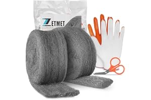 ZETMET 2pack 0000 steel wool, total 8M/26.2 feet, ultra-fine wire wool, fill gaps, steel wool mice blocker, wire wool for cleaning, remove paint, rust, wood sanding, or other DIY uses