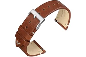 ANNEFIT Bracelet de Montre pour Homme Femme, Bracelets en Cuir Rétro Italien, Dégagement Rapide, Largeur de Bande 18mm 20mm 22mm