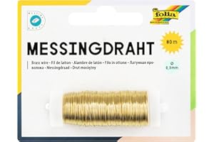 Folia 79465 Fil en Laiton 0,3 mm x 80 m, Or, Doré
