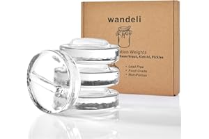 wandeli Pickle Pebble Glass Weights for Fermenting Sauerkraut Kimchi - Pickling Weight Set - Wide Mouth Mason Jar Fermentation with Easy Grip Handles