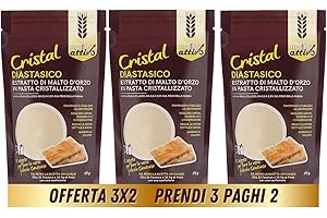 Malto Attivo, Box da 3 Confezioni di Cristal Diastasico 175g, Estratto di Malto Cristallizzato ad Elevato Potere Diastasico, Ideale per Panificazione, 5.000 Unità Pollak, Made in Italy.