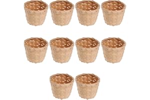 DOITOOL cestino vimini piccolo : 10 Mini Cestini Intrecciati per Dolcetti E Decorazioni Mini Cestini Intrecciati Senza Manici per Bomboniere Decorazioni Artigianali (7. 5X7. 5X6 Cm)