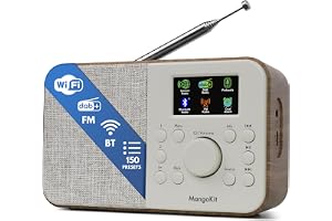 MangoKit SR-L Internetradio, DAB Radio med Bluetooth, UKV, Podcast, Valnöt | Podcast-spelare, mer än 50 000 internetstationer, väckarklocka, timer, färgdisplay