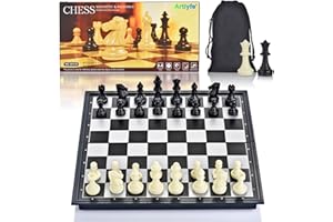 Artlyfe Set di Scacchi,Set Scacchiera Magnetica pieghevole portatile,Adatto a Bambini e Adulti，Perfetto per Feste e Viaggi, 2 Scacchi Regine Extra