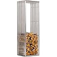 CLP Kaminholzregal Irving Schwarz - Handgefertigter Metall-Holzständer 40x50x100 Cm