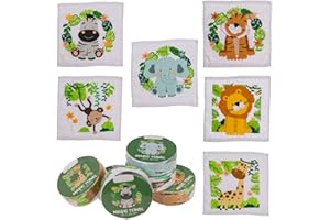 ‎REWU Magisches Baumwoll-Handtuch Zaubertuch Safari 6er-Set für Kinder 30 x 30 cm Mitgebsel Geschenkidee Kindergeburtstag Geschenk Reisen 100% Baumwolle