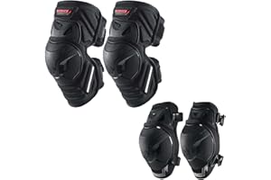 SCOYCO Lot de 4 genouillères de protection réglables pour motocross, VTT, course de motocross, VTT Noir