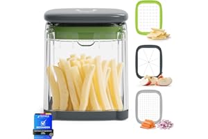 Ibergrif M523 Taglia Patate a Bastoncino, 3 in 1 Taglia Carote Frutta, Tagliapatate per Patate Fritte Facile da Pulire, Tagliaverdure a Cubetti Veloce per Tagliare Patate, Carote, Frutta e Altro
