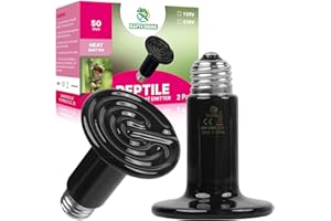 REPTI HOME Chauffage Céramique lampe, 50W 2 Packs Ampoules Pour Reptiles, Chauffage Céramique Pour Amphibiens, Couveuse Pour Animaux De Compagnie, Poulets, Chiens, Chats