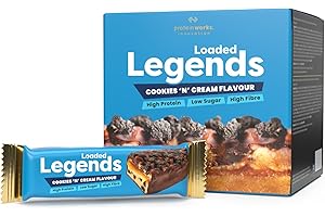 THE PROTEIN WORKS Loaded Legends - Cookies 'n' Cream Flavour, 12 Pack, 14g High Protein Bar, High Fibre, Low Sugar, Premium Taste & Ingredients, Guilt Free Snack