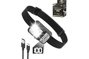 Maxesla LED Stirnlampe Wiederaufladbar mit 70° Winkeleinstellung, Rotlichtsensor, USB Aufladbar, Mini Kopflampe mit 6H+ Laufzeit, IPX4 Wasserdicht, 4 Lichtmodi, Headlamp für Joggen und Outdoor