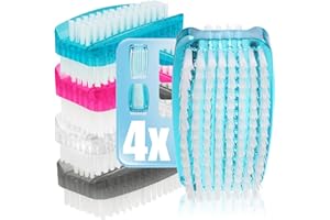 COM-FOUR® 4x szczoteczka do mycia rak - szczoteczka do paznokci wykonana z tworzywa sztucznego - szczoteczka do rak dwustronna - szczoteczka do czyszczenia dloni i paznokci (4 sztuki - pastelowe)