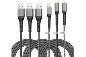 LEMSEN Câble iPhone 1M+2M+2M/Lot de 3[Certifié Apple MFi], Câble Chargeur iPhone Cable Lightning USB Cordon iPhone Nylon Tressé Fil Chargeur Rapide pour iPhone 14 13 12 11 Pro Max/Mini/XS/X/8/7/6/5/SE/iPad