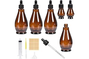 Nadisean 4 x 100ml + 2 x 10ml Contagocce Vetro, Flaconi Bottiglie Contagocce in Vetro Ambrato, Boccette Vetro Contagocce Con Pipetta Imbuti Contagocce Siringa per Oli Essenziali
