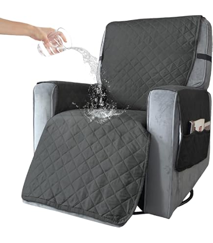 Housse Fauteuil Relax Electrique Housse De Fauteuil Relax Extensible 1 Place - Protection Anti-Poils Avec Poche Latérale (Noir, 4 Pièces) Housse Polyester élasthanne