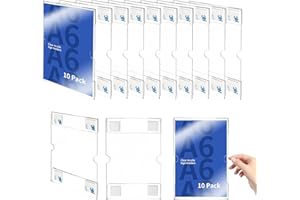 AZKEEGREY Lot de 10 Porte Affiche Muraux A6 Vertical Acrylique, Porte Menu Supports de Panneau Mural avec Ruban Adhésif pour Bureau Magasin Restaurant