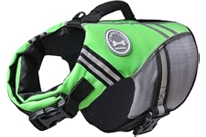 VIVAGLORY Gilet de Sauvetage en Nouveau Style Sportif Ripstop Veste avec Flottabilité Supérieure & Poignée de Sauvetage, Vert Vif, XS