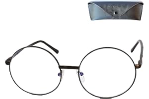 Mini Brille Hippie Occhiali con Luce Blu Bloccanti con Grandi Lenti Tondi, Stile Retrò, Custodia inclusa, Computer Occhiali da Lettura per Uomo e Donna Diottrie