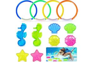 BGTLJKD 12 Pezzi Giocattoli per Immersioni in Piscina, Giochi Piscina Bambini Anelli da Immersione Piscina Subacquea Immersioni Giocattolo, Giochi D'affondamento Addestramento Regalo per Bambini