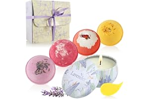Wilhelm Sell® Juego de 5 Bombas de baño y Velas de Cera de Soja de: Set de Regalo de Bienestar para Mujeres y Hombres: Bombas de baño para Relajarse en San Valentín
