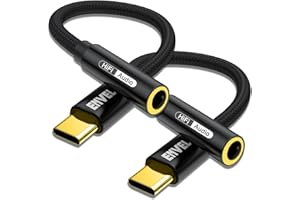 ENVEL 2PCS USB C auf 3.5 mm Klinke, Typ C Aux Adapter auf Kopfhörerbuchse, Audio DAC Chip Kabel Kompatibel mit iPhone 15 Pro Max Plus, Galaxy S24 S23 S22 S21 Serie, Pixel 9 8 7 6 5 4