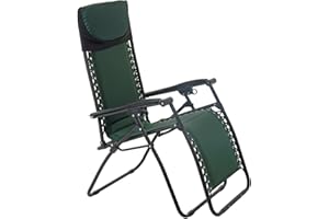 Azuma Zero Gravity Garden Relaxer Chair, Dark Green - Astronaut-Inspired Design with Smooth Reclining, 2cm Sponge Padding, Waterproof Polyester, and Sturdy Steel Frame