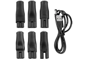 UCFALFO 7Pcs Electric Shaver Charger Cable Kit – Universal Electric Shaver Charger, Beard Trimmer Charger, USB Shaver Charger Power Cable with 6 Heads for Clippers, Lamps, Beauty Devices and Purifiers