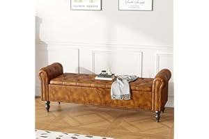Ckaff Panca Fondo Letto Matrimoniale 160cm, Panca Contenitore Camera da Letto in Pelle PU, Cassapanca Pouf Organizzatore con Braccioli Arrotolati per Camera da Letto Soggiorno Ingresso, Marrone