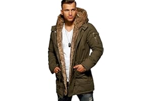 behype. Herren Winter-Parka Winter-Jacke mit Kunstfell & Kapuze Biker 55-1790