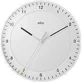 Braun Klasik b&uuml;y&uuml;k analog duvar saati sessiz saat mekanizması, kolay okunan kadran, 30 cm &ccedil;ap, beyaz model BC17W.