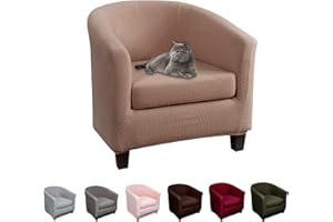 Lydevo Copripoltrona 1 Posto Elasticizzato,Copripoltrona con Cuscino Separato,Fodere per Poltrona da Cocktail Universale Lavabile Rimovibile,Coperture Protettive per Poltrona Club，Jacquard Cammello