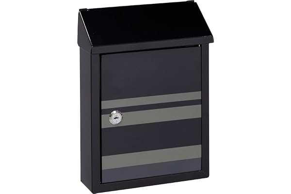 ARREGUI Smart Graphic E5724-STR Boîte aux Lettres en Acier avec Sérigraphie Décorative « Lines », Taille S (Courrier Format A5), avec Fente Arrière, Facile à Installer, Noir
