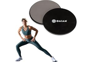 Gaiam Core Sliding Discs - Dual Sided Workout Sliders for Carpet & Hardwood Floor - Home Ab Pads Exercise Equipment Fitness Sliders for Women and Men, Grey/Black