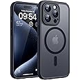 TOCOL Magnetic for iPhone 15 Pro Case 6.1-Inch, Fit for MagSafe, Upgraded [Full Camera Protection], [14FT Military Grade Drop Tested] Shockproof Slim Translucent Matte Back Phone Cover (Black)