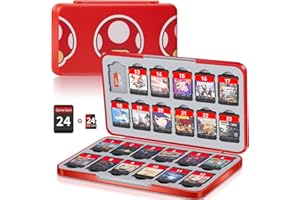 MOSAHOLL Switch Game Case Holder with 24 Cartridge Slots and 24 Micro SD Card Storage, Slim Portable Game Organizer Traveler Gift Accessories with Magnetic Closure, Protective Hard Shell and Soft Lining