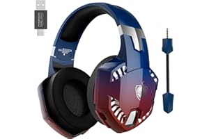 YOTMS Auriculares Gaming Inalámbricos - Compatibles con PS5, PS4, PC, Switch & Xbox - Sonido 7.1, Micrófono Extraíble con Cancelación de Ruido (Azul Eléctrico)