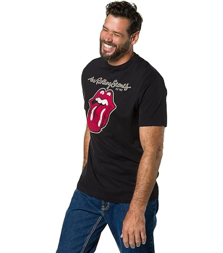 Rolling Stones Men's Classic Tongue with Soft Hand Inks T-Shirt M White