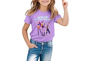 GÉNÉRIQUE T-Shirts à Manches Courtes Fille Kpops D-Demon H-Hunter Garçon Filles Huntrix Huntr/X Tee Shirt Col Rond Graphique Décontracté Comfortable Mignon Enfants Tee-Shirt