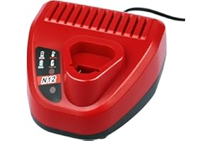 ASUNCELL M12 Cargador para Milwaukee Baterías 48-11-2401, 48-11-2402, 48-11-2420, 48-11-2430, 48-11-2440, 48-11-2460, 48-48-40, 40, 48-111 11-24 11, 48-11-2412