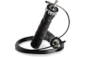 ZENONE SPORTS ZenRope Corda per Saltare, Speed Rope con Cuscinetto a Sfera, Corda Crossfit per Saltare per Adulti, Lunghezza Regolabile, incl. Corda in Acciaio Extra, E-Book, Guida e Borsa, Lunghezza 3m