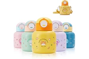 Autsel Borraccia Termica Bambini con Cannuccia 500ML Borraccia Acciaio Inox Senza BPA Bottiglia Termica per Bambini Isolata a Prova di Perdita per Campeggio Scuola Asilo