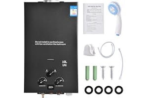 UOCOMDER Scaldabagno a Gas GPL 10L con Modalità Inverno ed Estate Caldaia a Gas GPL da 20kW a Parete senza Serbatoio Scaldacqua Istantaneo Automatico con Anima in Rame e Display a LED