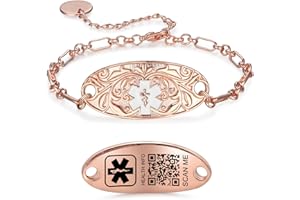 Theluckytag Upgraded Medical Bracelets Men Women with QR Code Medical Alert ID Bracelets - Titanium Steel Wristband Fits Wrists Up 8''-10''- More Space Custom Emergency Medical ID Info