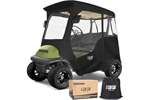 ‎10L0L 10L0L Deluxe Driving Enclosure for 2 Passenger Club Car Precedent, Onward & Tempo, 600D Heavy Duty Golf Cart Rain Cover(Black/Transparent)