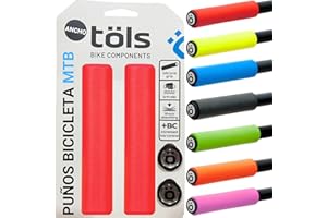 TÖLS BIKE COMPONENTS TÖLS 2 Empuñadura Bicicleta, 130mm | Incluye 2 Mangos Bici y 2 Tapones Puños Bici Universales Manillar Bicicleta | Puños Bicicleta Carretera, Puños BMX, Puños MTB | Puños Silicona Antideslizantes