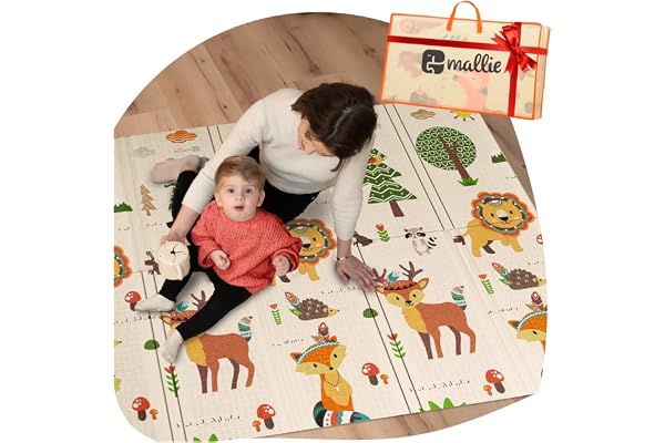 Mallie® Tapis D'eveil Bebe XXL Avec Sac de Transport Offert 180x150 CM Tapis Bebe, Tapis D'éveil Bébé, Tapis Enfant, Tapis Jeux Bebe, Tapis Eveil Bebe, Tapis Sol Bebe | En Mousse Douce, Pliable
