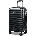Feybaul Hard Case Luggage Sets Carry On Luggage Lightweight With Spinner Wheels Rolling Suitcase 22x14x9 Airline Approved PC+ABS With TSA Lock Hardshell Travel Hardside, Black, 20-Inch, Fashion